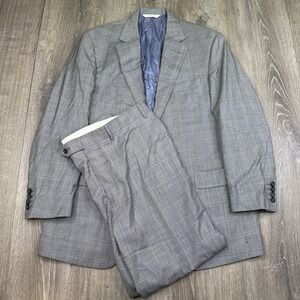 The Andover Shop Plaid 2 Button Suit 2 Piece Size 41R Pants 36x28 Wool Cashmere